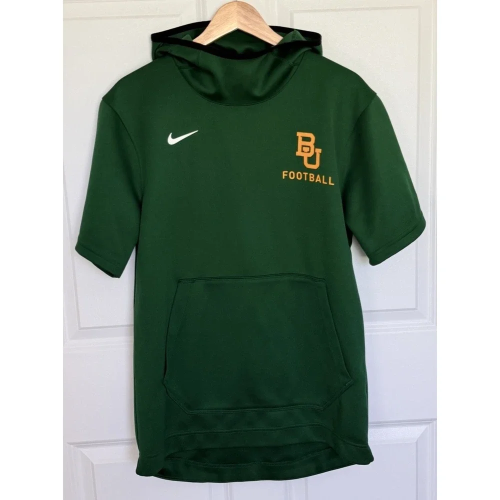 Nike Baylor Bears Football Sugar Bowl Dri-FIT Short Sleeve Hoodie S Green 1026